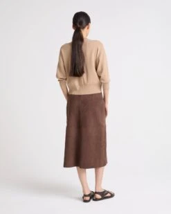 Jupe En Cuir D'agneau Velours Double Face -yves salomon boutique 25EYJ20273AVXXA2197 3