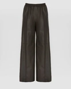 Pantalon Ample En Cuir D'agneau Fin -yves salomon boutique 25EYP200XXAPARA2009 9