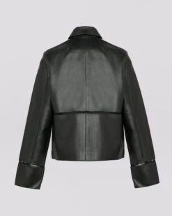 Veste Courte En Cuir D'agneau Avec Jour échelle -yves salomon boutique 25EYV20555APRIC99 27659631 2