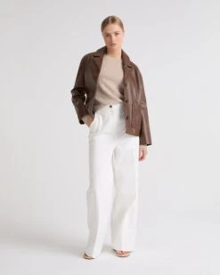 Veste Surchemise En Cuir De Vachette 10 Veste Surchemise En Cuir De Vachette -yves salomon boutique 25EYV21662AVCHA2107 3