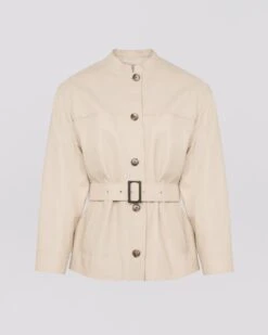 Veste Ceinturée En Cuir D'agneau -yves salomon boutique 25EYV21965APXXA1051 27658643