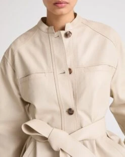 Veste Ceinturée En Cuir D'agneau -yves salomon boutique 25EYV21965APXXA1051 3