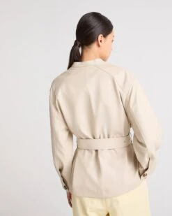 Veste Ceinturée En Cuir D'agneau -yves salomon boutique 25EYV21965APXXA1051 5