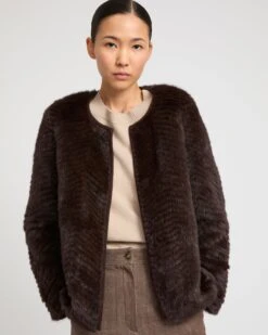 Veste En Maille Mérinos Et Fourrure De Vison