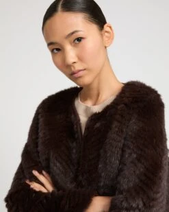 Veste En Maille Mérinos Et Fourrure De Vison -yves salomon boutique 25EYV51260MAMVA2197 3 d6219078 cbab 4a56 95fa f23ffb068430