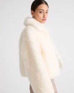 Veste Courte En Agneau Cachemire Frisé