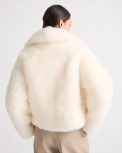 Veste Courte En Agneau Cachemire Frisé -yves salomon boutique 25EYV60052AGCFC11 5