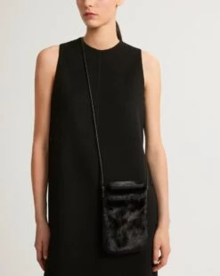 Sac En Fourrure De Vison Et Cuir