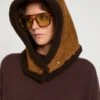 Capuche En Agneau Mérinos Bouclé Et Cuir -yves salomon boutique 25WAA611XXMSCPB3198