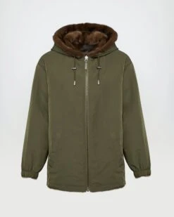 Parka Style Hoodie En Tissu Technique Réversible Fourrure De Vison -yves salomon boutique 25WFV03777A22XA0422 10
