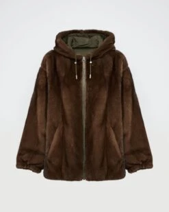 Parka Style Hoodie En Tissu Technique Réversible Fourrure De Vison -yves salomon boutique 25WFV03777A22XA0422 8