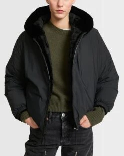 Doudoune Courte Réversible à Capuche En Lapin Rex Cotelé Et Tissu Technique 14 Doudoune Courte Réversible à Capuche En Lapin Rex Cotelé Et Tissu Technique -yves salomon boutique 25WFV06765K23XC99 4