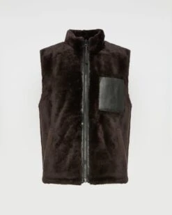 Gilet Réversible En Peau Lainée Et Tissu Technique -yves salomon boutique 25WHG61071MESAA2033 10