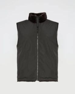 Gilet Réversible En Peau Lainée Et Tissu Technique -yves salomon boutique 25WHG61071MESAA2033 8