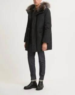 Parka Iconique En Coton Mélangé Avec Bord De Capuche En Fourrure De Renard Imperméable -yves salomon boutique 25WHM03390K25GB1820 4