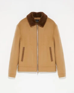 Veste Zippée En Tissu Double-face Laine-cachemire Avec Col En Fourrure De Vison -yves salomon boutique 25WHV00966B12GA2150 9