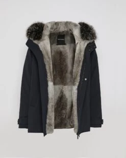 Parka Courte En Lainage Technique Avec Fourrure De Renard Et Lapin -yves salomon boutique 25WHV03677K19XB3122 11