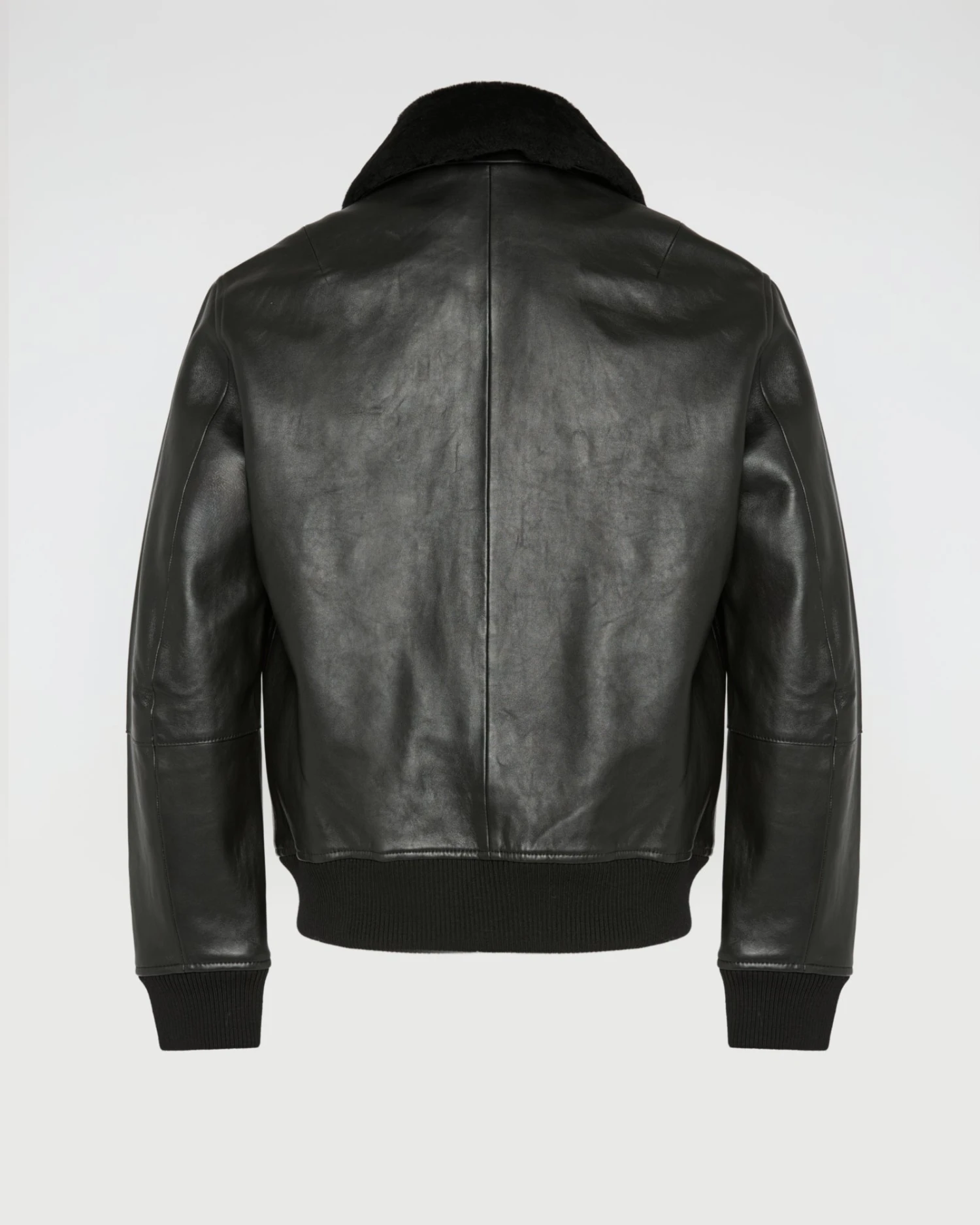 Veste Aviateur En Cuir Avec Col En Peau Lainée D'agneau Mérinos 9 Veste Aviateur En Cuir Avec Col En Peau Lainée D'agneau Mérinos – Image 7