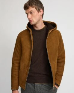 Hoodie En Peau Lainée D'agneau Mérinos Suede