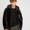 Veste Style Hoodie En Peau Lainée D'agneau Réversible -yves salomon boutique 25WHV60670MESAA2033