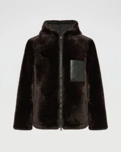 Veste Style Hoodie En Peau Lainée D'agneau Réversible -yves salomon boutique 25WHV60670MESAA2033 10