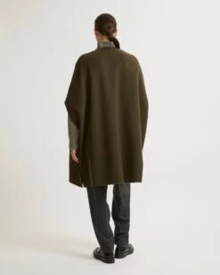 Cape En Lainage Cachemire Double-face Avec Boutons En Cuir -yves salomon boutique 25WYC01698CATLA2108 3