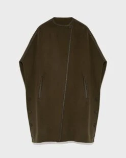 Cape En Lainage Cachemire Double-face Avec Boutons En Cuir -yves salomon boutique 25WYC01698CATLA2108 9