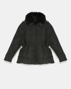 Doudoune Cape En Tissu Technique Et Col Amovible En Fourrure De Renard -yves salomon boutique 25WYC05372DOTMC99 9