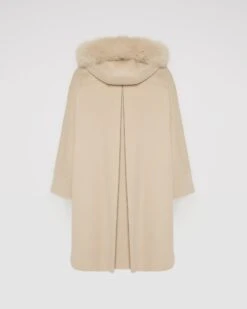 Cape à Capuche En Lainage Cachemire Avec Bordure En Fourrure De Renard -yves salomon boutique 25WYC06399CARDA2122 10