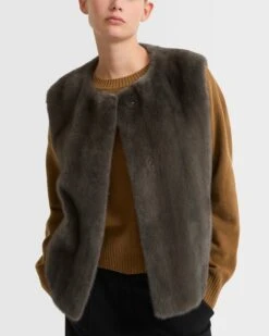 Gilet En Fourrure De Vison Long Poil