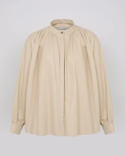 Chemise à Plis En Cuir D'agneau Fin -yves salomon boutique 25WYH20966APARA1051 27658601