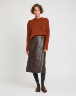 Jupe à Panneaux En Cuir D'agneau