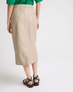 Jupe Droite En Cuir D'agneau -yves salomon boutique 25WYJ23173APXXA2237 3