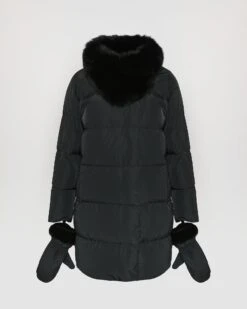 Doudoune Longue Ceinturée En Tissu Technique Et Col Amovible En Fourrure De Renard -yves salomon boutique 25WYM05690DOTMC99 9