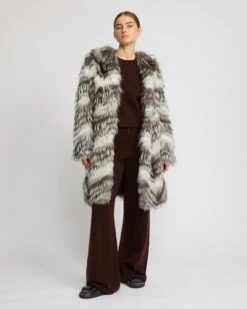 Manteau Ceinturé En Maille Mérinos Et Fourrure De Renard 12 Manteau Ceinturé En Maille Mérinos Et Fourrure De Renard -yves salomon boutique 25WYM52390MAREB3241 3