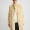 Manteau Droit Ceinturé En Peau Lainée -yves salomon boutique 25WYM60715MERLA3016