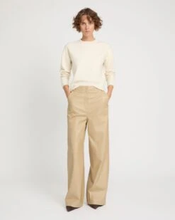 Pantalon Droit En Cuir D'agneau
