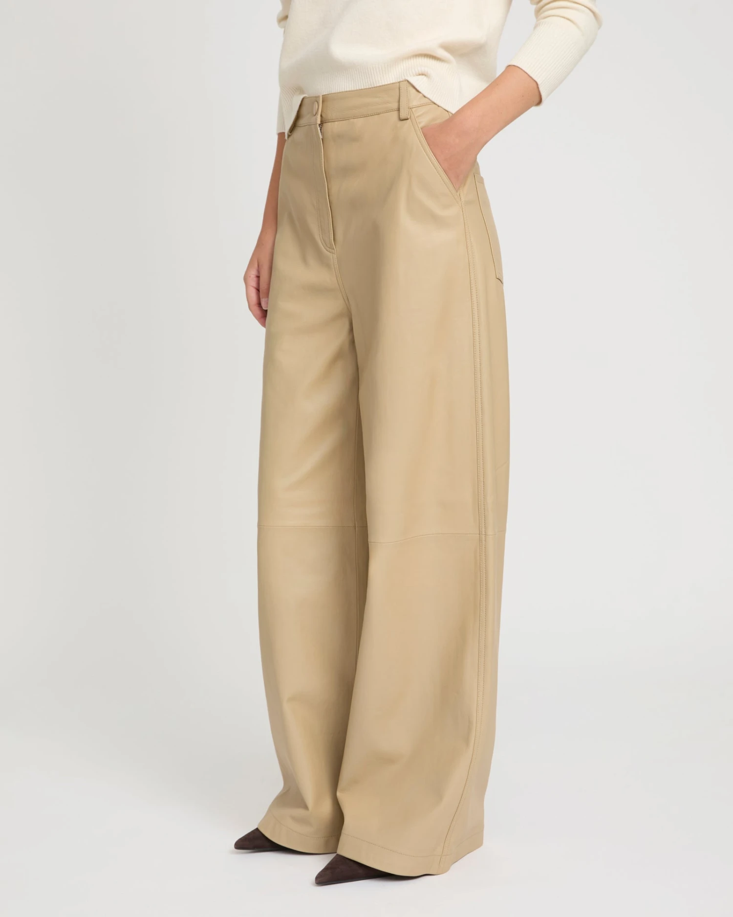 Pantalon Droit En Cuir D'agneau 4 Pantalon Droit En Cuir D'agneau – Image 2