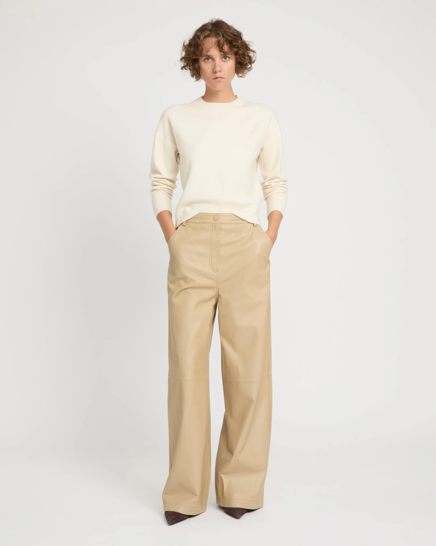 Pantalon Droit En Cuir D'agneau 3 Pantalon Droit En Cuir D'agneau