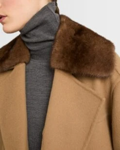 Veste Caban En Lainage Cachemire Et Col Amovible En Fourrure De Vison -yves salomon boutique 25WYV07668CAVIA2150 3