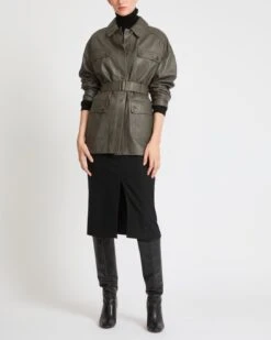 Saharienne Ceinturée En Cuir D'agneau