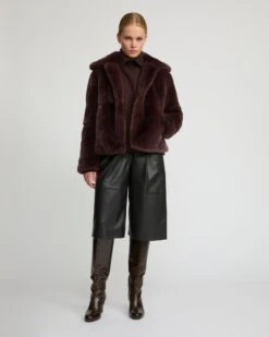 Veste Droite En Fourrure De Lapin Rex