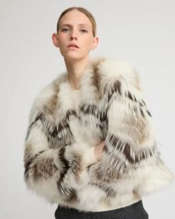 Veste Ceinturé En Maille Mérinos Et Fourrure De Renard