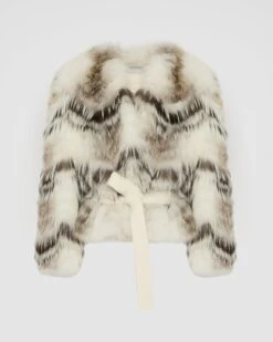 Veste Ceinturé En Maille Mérinos Et Fourrure De Renard -yves salomon boutique 25WYV52255MAREB3242 9