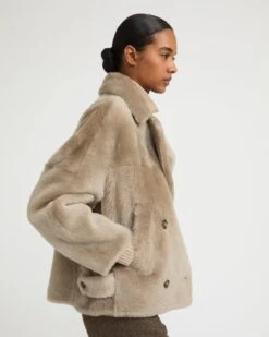 Veste Caban En Peau Lainée 10 Veste Caban En Peau Lainée -yves salomon boutique 25WYV60868MERLA9113 3