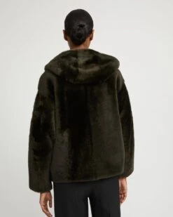 Veste à Capuche En Peau Lainée -yves salomon boutique 25WYV61461MERLA8001 5