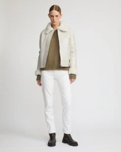 Veste Courte En Peau Lainée D'agneau De Toscane Curly Avec Finition Vintage -yves salomon boutique 25WYV61958MECVA2054 4