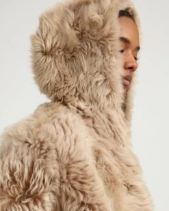 Veste Courte à Capuche En Agneau De Toscane Folk -yves salomon boutique 25WYV62461TOSXA2270 4