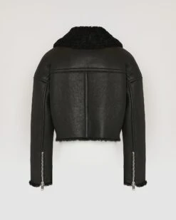 Perfecto Croppé En Peau Lainée Mérinos Vernis 13 Perfecto Croppé En Peau Lainée Mérinos Vernis -yves salomon boutique 25WYV62945MEISC99 10