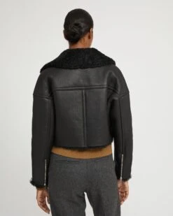 Perfecto Croppé En Peau Lainée Mérinos Vernis 11 Perfecto Croppé En Peau Lainée Mérinos Vernis -yves salomon boutique 25WYV62945MEISC99 4